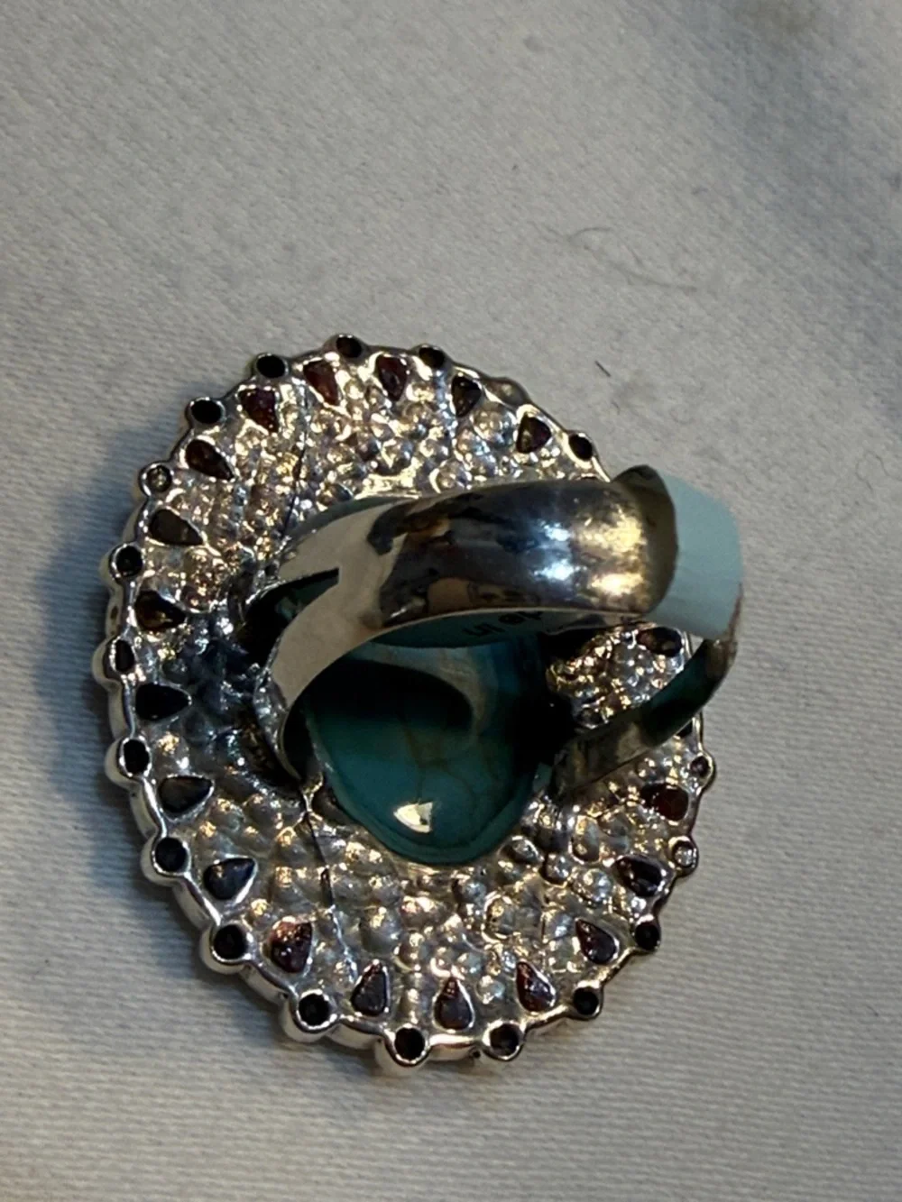 Sterling Silver Turquoise and Jasper Burst Ring